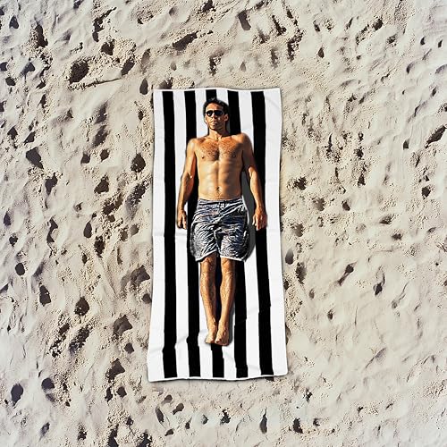 COTTON CRAFT Oversized XXL Beach Towel - 2 Pack 35x84 - The Big Kahuna 7 Foot Extra Large Beach Blanket Towel - Big & Tall - Huge 100% Cotton Velour Soft Luxury Pool Bath Towel - Cabana Stripe Black - color: Cabana Stripe - Black, size: 2 Pack - 35x84