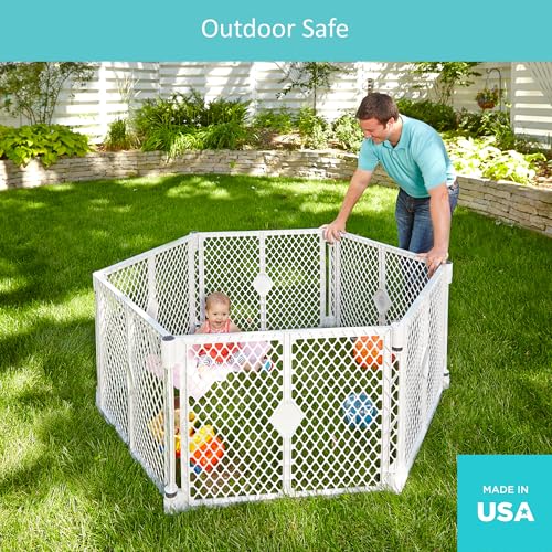 Toddleroo by North States - Superyard Baby Play Yard: Freestanding 6 Panel Baby Playpen - Indoor or Outdoor Use - Made in USA - Encloses Up to 18.5 Square Feet - 26 Inches Tall - Pink - color: Light Pink, size: 26 Inch