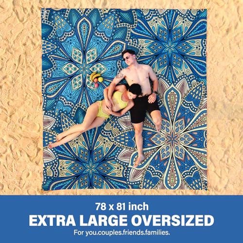 Famstar Beach Blanket Oversized Extra Large 78" X 81",Waterproof Sandproof Beach Blanket 1-7 Adults Lightweight Durable for Travel Camping Hiking Picnic - color: Boha, size: 78" X 81"