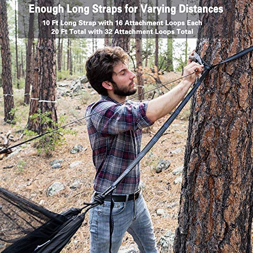 Sunyear Hammock Camping with Rain Fly Tarp and Net, Portable Camping Hammock Double Tree Hammock Outdoor Indoor Backpacking Travel & Survival, 2 Tree Straps,100% Waterproof - color: Green/Khahi（no Rain Fly）, size: 78"W*118"L