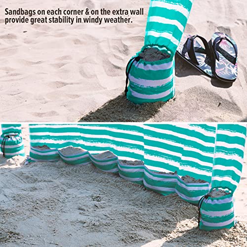 Qipi Beach Cabanas for Sand, Beach Canopy with Sandbags & Side Wall for Family, Easy Set Up Sun Shelter, UPF 50+ UV Protection with Roof Vent - color: 6' x 6' Jervis Bay