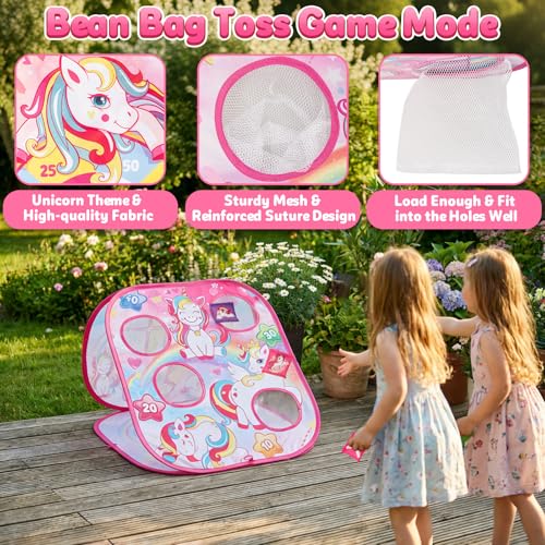 Bean Bag Toss Game for Kids - Cornhole Board Outdoor Toys for Toddlers -Party Activities Carnival Outside Yard Backyard Beach Lawn Games Toy for Kid Boys Girls Age 3 4 5 6 7 8 Year Old Birthday Gifts - style: Unicorn