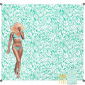 Beach Blanket Waterproof Sandproof Oversized, 110''×118'' Extra Large Beach Mat Sand Free, Lightweight Compact Folable Pinic Blanket w/ 4 Stakes & Pockets for Camping, Travel - color: Larkspur Mint, size: 9x10 FT (1～8 person)