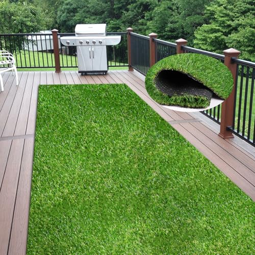 Weidear Artificial Grass 3 ft x 9 ft, 0.8 inch Fake Grass Mat, 4 Tones Synthetic Turf Rug, Indoor Outdoor Turf Grass for Dogs Pets/Patio Lawn Landscape Garden, Customized Sizes - size: 3X9ft