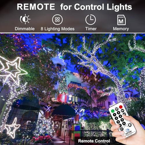 KNONEW 600ft 1500 LED String Lights Outdoor Christmas Lights 8 Modes & Timer Fairy Light Plug in Waterproof LED String Lights for Xmas Yard Tree Wedding Party Holiday Decorations (Cool White) - color: Cool White, size: 600FT 1500 LED