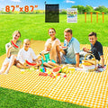 ZHUYNXIR Extra Large Picnic Blanket, 87x87 inch Waterproof Picnic Blanket, Gingham Picnic Mat for Beach, Camping Grass Picnic Blankets. - color: Yellow