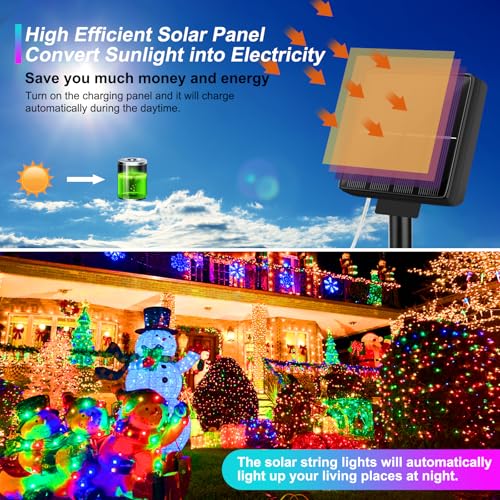 Brightever Solar String Lights, 2-Pack Total 80FT 200LED Solar Fairy Lights with 8 Lighting Modes, Solar Lights Outdoor Waterproof for Patio Christmas Wedding Party Tree Yard Decoration (Multicolor) - color: Multicolor, size: 2Packs（40FT 100LED）
