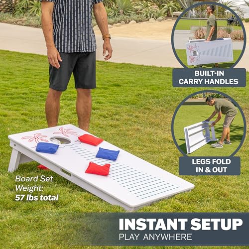 GoSports 4 x 2 ft Commercial Ultra Durable Cornhole Board Set – All-Weather Regulation Size, Ready-to-Play for Family Backyard Games, Tailgates, Outdoor Party, and Venues - color: Palms