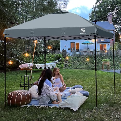 10x10 Pop Up Canopy Replacement Top Cover with Air Vent for Straight Leg Canopy Tent, Waterproof for Outdoor Garden Patio Camping Sun Shade (Light Gray) - color: Light Gray