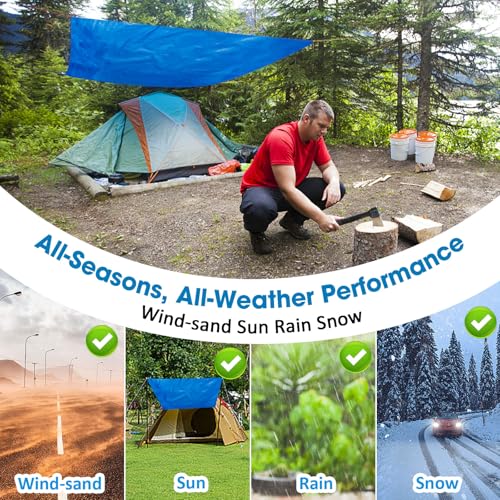 Double-Sided Waterproof Poly Tarp 14x30 Feet 5mil Thick Polyethylene Tarps, Perfect for Outdoor Use, Plastic Cover & Mat for Tent Camping Storage Boat Bikes Vehicles - color: Blue-5 Mil, size: 14' x 30' 1psc