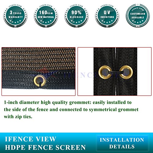 Ifenceview 4'x5' to 4'x50' Brown Shade Cloth/Fence Privacy Screen Fabric Mesh Net for Construction Site, Yard, Driveway, Garden, Railing, Canopy, Awning 160 GSM UV Protection (4' x 12') - size: 4' x 12'