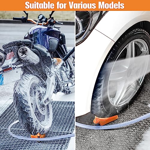 Dreyoo 4 Pcs Car Hose Guide, Tire Hose Roller for Car Washing, Detailing Tire Hoses Guide Preventing Pressure Washer Hoses Stuck Under The Wheels, Plastic Wash Tool to Avoid Snagging(Orange) - color: Orange