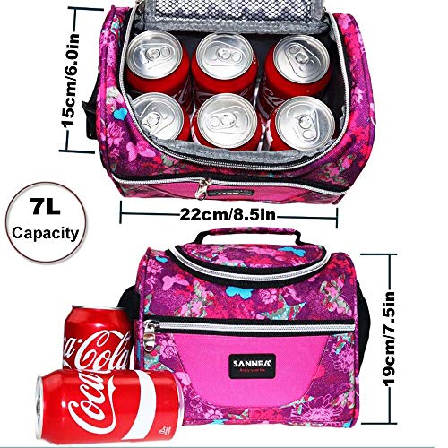 Insulated Cooler Lunch Bag 1.85gal/7L Black Reusable Lunch Box Tote for work Picnic Camping Gym Travel - color: 7L Black