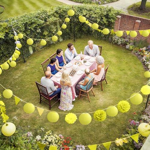 KNONEW 10 Pack 10‘’ Yellow Outdoor Silk Lanterns Decorative Party Hanging Waterprooof Chinese Round Lanterns for Weddings, Birthdays, Parties Decoration (No Light Bulbs Included) - color: Yellow, size: 10Pcs