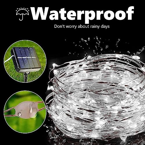 Joomer Solar Fairy Lights, 2-Pack Total 80FT 240LED Solar String Lights Outdoor Waterproof 8 Lighting Modes for Patio Fence Party Garden Yard Home Holiday Tree Outdoor Decoration (White) - color: White, size: 2*120led