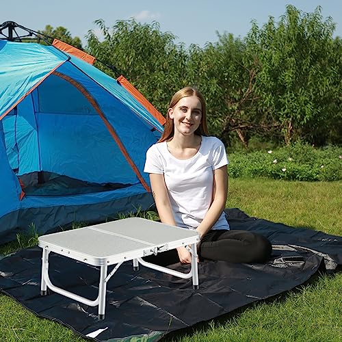 REDCAMP Small Folding Camping Table,2ft Portable Aluminum Outdoor Small Foldable Table Adjustable Height Lightweight for Picnic Cooking Beach - size: 24''L x 16'' x 19"(2 heights10"/19")