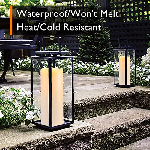 Homemory 10" x 4" Large Waterproof Outdoor Flameless Candles with Remote Control and Timer, Battery Operated Flickering LED Pillar Candles for Outdoor Larterns, Porch, Long Lasting, Set of 2 - color: Ivory White, size: 4"x 10"