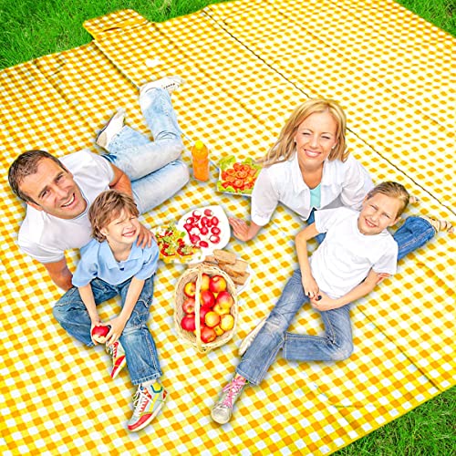ZHUYNXIR Extra Large Picnic, Waterproof Blanket, Gingham Picnic Mat for Beach, Camping Grass Picnic Blankets. (Yellow 58x58 inch) - color: Yellow S