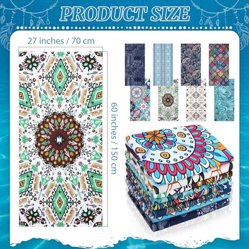 Mixweer 8 Packs Microfiber Beach Towel Bulk 60 x 28 Inch Sand Free Travel Large Microfiber Pool Swim Multi Style Beach Towel Blanket for Adult on Vacation Accessories(Bohemian Style) - style: Bohemian Style