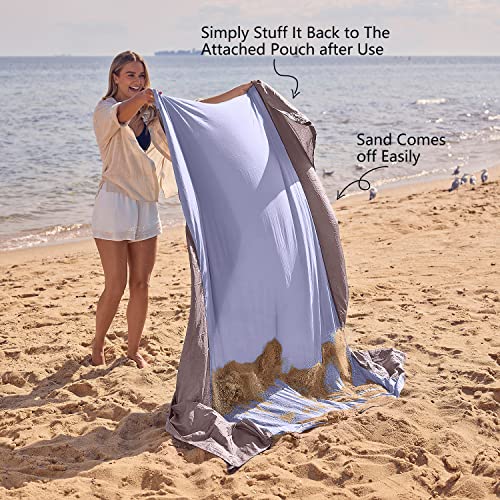 WEKAPO Beach Blanket Sandproof Waterproof, Extra Large Beach Mat, Oversized & Compact Sand Free, Quick Drying Beach Essentials for Vacation, Cruise, Picnic & Camping with Stakes - color: Purple, size: 7x7 FT (1～3 person)