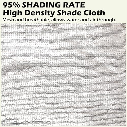 95% Sun Block Heavy Duty Aluminum Foil Shade Cloth with Grommets,10ft x 10ft, Mesh Sun Block Fabric Cover, Canopy, Privacy Screen for Outdoor Patio, Garden, Backyard, Silver - color: 95% Shade Silver, size: 10ft x 10ft