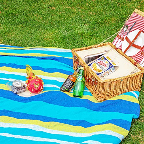 SONGMICS Double Hammock, 98.4 x 59.1 Inches, 660 lb Load Capacity, with Hanging Straps, Carabiners, Carry Bag, for Garden, Outdoor, Camping, Blue and Yellow Stripes UGDC15YU - color: Blue + Yellow Stripes