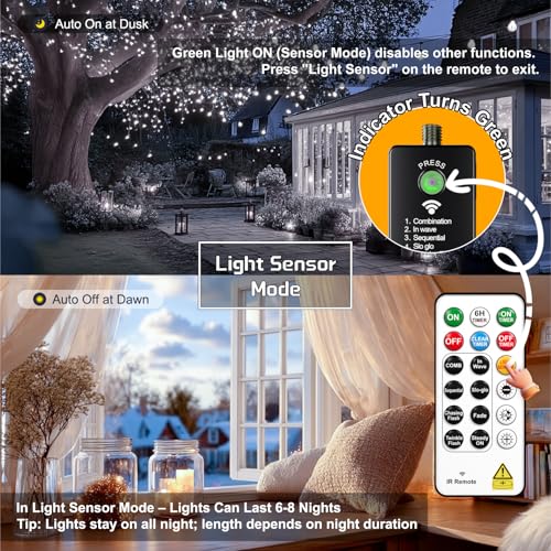 HXWEIYE Rechargeable Fairy Lights with Remote, 2 Pack 33ft 100LED Twinkle Lights with DIY Timer & Light Sensor, Waterproof Outdoor String Lights for Bedroom Patio Christmas Tree Decor, White - color: White, size: 100 LEDs - 2Pack