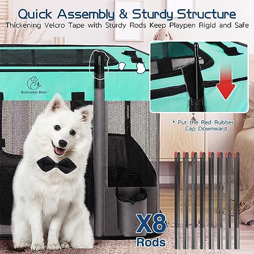 Dog Playpen,Pet Playpen,Foldable Puppy Cat Playpen,Portable Exercise Kennel Tent Crate,Water-Resistant Breathable Shade Cover, Indoor Outdoor Travel Camping Use for Small Animals with Carrying Case(S) - color: Green, style: Small(28*22*18)