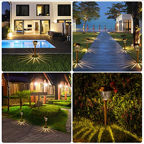 Solar Lights Outdoor - 8 Pack Copper Garden Walkway Lights Solar Powered Waterproof for Garden, Lawn, Yard, Pathway - color: Brown