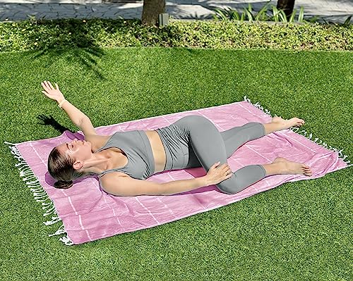 Utopia Towels Pack of 2 Turkish Beach Towel, 40 by 72 Inches, Oversized 100% Cotton, Sand Free Lightweight Absorbent Quick-Dry Beach Blanket, Extra Large Turkish Bath Towels for Travel and Pool, Pink - color: Pink, size: Pack of 2