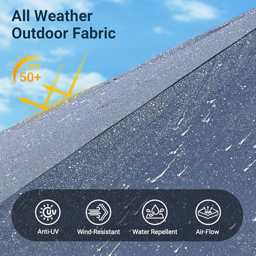 HOOOWOOO Outdoor Patio Umbrella With Solar Light,15 Ft Large Beach Umbrella,UV Protection Picnic Market Parasol Sunshade W Base Crank Handle For Backyard Deck Pool Shade - color: Blue