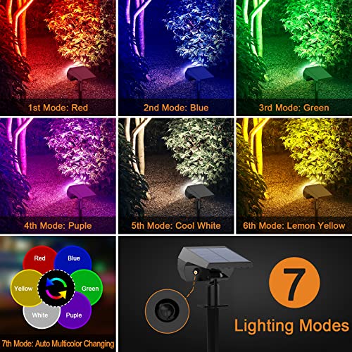 Solar Spot Lights Outdoor Color Changing, [7 Modes/10 Pack] Christmas IP65 Waterproof Landscape Spotlights, Dusk to Dawn Solar Powered Security Light for Patio Gate Walkway Pool Garden Yard Driveway - size: 10 Pack