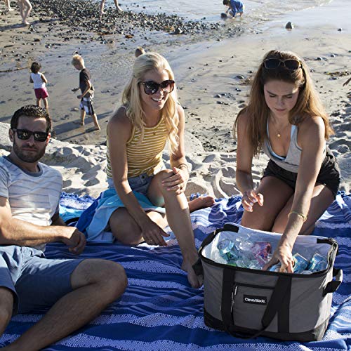 CleverMade Collapsible Insulated Cooler Bag – 50 Can Leakproof Soft Cooler for Beach, Travel, Car – Shoulder Strap, Bottle Opener – Charcoal/Black - color: Cool Gray, size: Large