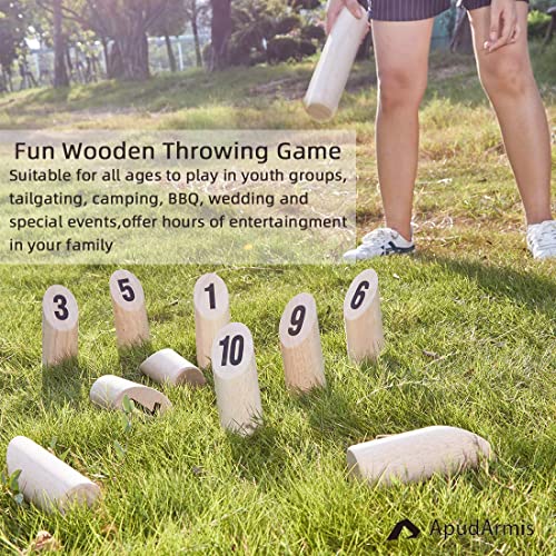 ApudArmis Wooden Tossing Game Set, Numbered Block Toss Games Set with Scoreboard & Carrying Case - Outdoor Lawn Backyard Beach Game for Adults Family - color: Natural Wood