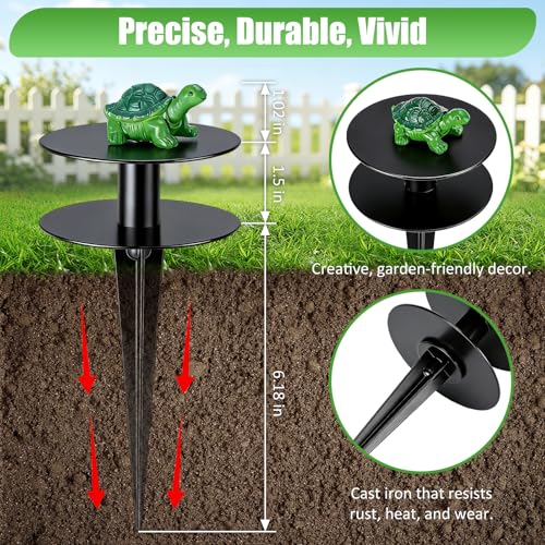6 Pcs Turtle Garden Hose Guide Stakes, 8.7" Heavy Duty Cast Iron Hose Guide for Garden, Metal Water Hose Guide, Rustproof Decorative Hose Guides for Outside Flower Beds, Lawn & Plant Protection - style: Turtle