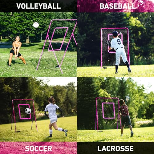 Velocity Volleyball Rebounder 5-Angle Adjustable 7x4 ft Volleyball Rebounder Net for Backyard with Reinforced Steel Frame & High-Tension PE Netting Bounce Back Net with Travel Bag