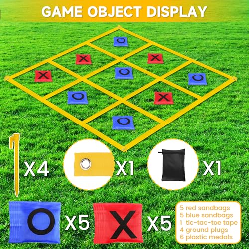 VANPET Outdoor Giant Tic Tac Toe Bean Bag Toss Games for Kids Adults Family, Large Outside Lawn Yard Backyard Carnival Field Day Game, Beach Picnic Camping Birthday Party Family Reunion Games