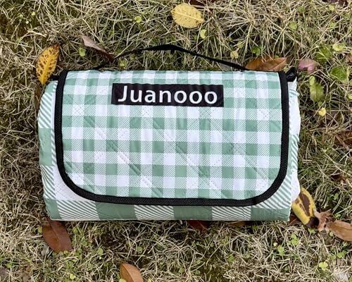 Large Cute Gingham Picnic Blanket Outdoor Camping Picnic Mat Foldable Waterproof Sand Proof Beach Blanket 77"X58" Portable Rug for Picnics Beach Lawn Grass Hiking Concerts Tent Play Mat, Green & White - color: Green & White Gingham