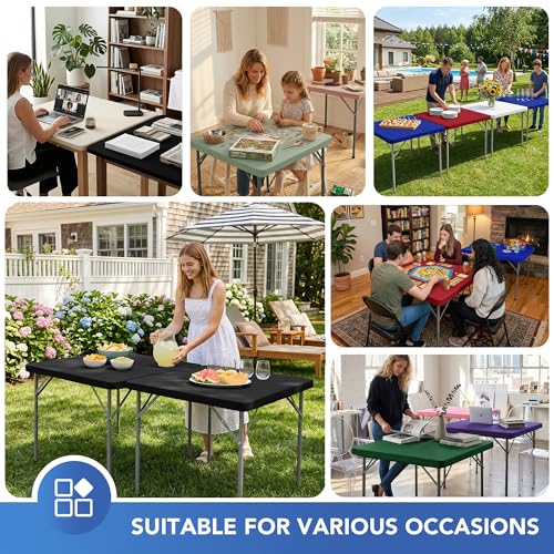 Fitted Square Tablecloth 42x42 Inch-2 Pack Royal Blue Card Elastic Spandex Table Covering-Small Stretch Folding Table Cloths Topper Cap for Kitchen Dining Picnic Patio Outdoor Party Tables - color: Royal Blue, size: 42'' x 42'' | 2 Pack