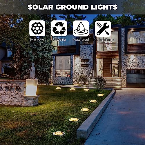 DUUDO Solar Lights for Outside 16Pack, Solar Garden Outdoor Waterproof Pathway Bright In-Ground Lights Landscape Lighting Garden Decor for Yard, Patio, Driveway, Walkway Warm Light - color: Warm light, size: 16pack