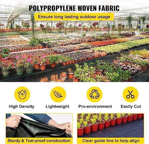 VEVOR Weed Barrier Landscape Fabric, Heavy Duty 5x250FT 5oz Woven Garden Fabric Weed Barrier, Weed Control Fabric Ground Cover, Geotextile Fabric, Weed Block Gardening Mat, Driveway Fabric Landscaping - size: 5FT*250FT-5OZ, style: Woven