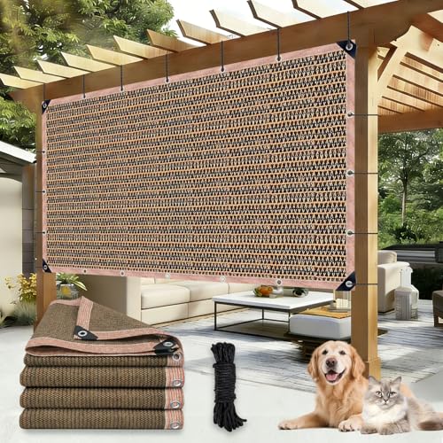 90% Sun Shade Cloth with Grommets, 10 x 12 FT Pergola Replacement Shade Cover Canopy Privacy Screen for Outdoor Patio Garden, Mocha - color: Mocha, size: 10 x 12 FT