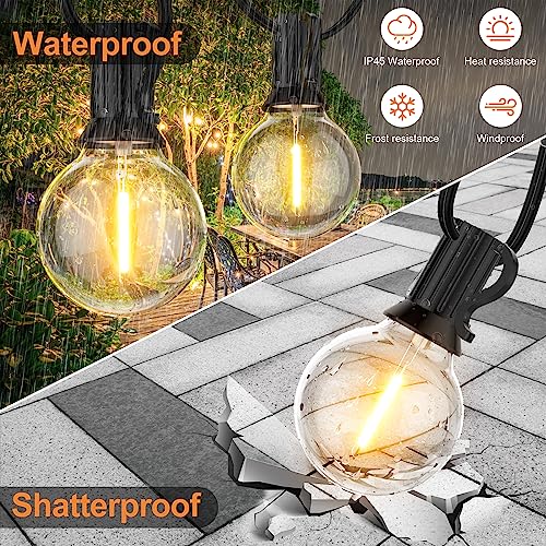 GPATIO 120FT Outdoor String Lights, Waterproof Patio Lights with 64 Hanging Lights Globe G40 Bulbs, 2700k Shatterproof for Backyard Outside Decor - size: 120ft