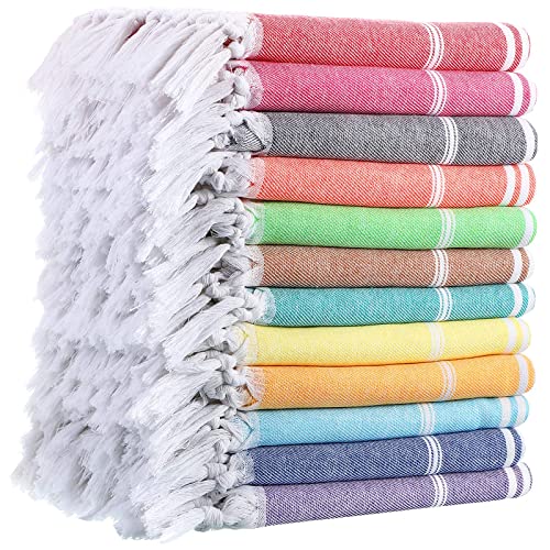 Mixweer 12 Pack Turkish Beach Towels Bulk Set 71"x 35" Quick Dry Lightweight Oversized Sand Free Beach Bath Towels for Adult Kids Travel Pool Camping Sauna