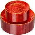Rubtlamp 60 Pcs Red Plasitc Plates, Gold Red Disposable Plates, Fancy Party Plates, Hammered Plastic plates Include 30 Dessert Platos, 30 Dinner Platos for Party - color: Clear Red Gold