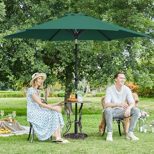 Yaheetech 2 Pack 9FT Outdoor Patio Umbrella Outdoor Table Umbrella w/Push Button Tilt & Crank, Yard Sun Shade UV Protection Waterproof for Pool, Market, Terrace, Beach, Outdoor Restaurant, Dark Green - color: Dark Green, size: 9FT