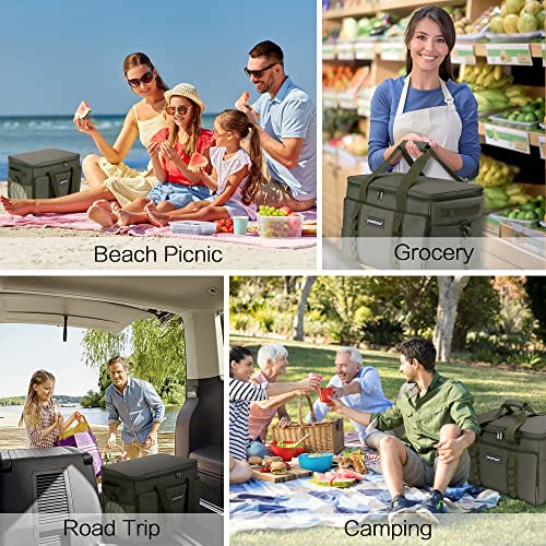 Soft Insulated Cooler Bag Collapsible Large Travel Coolers Soft Sided Coolers Ice Chest, Leakproof, Waterproof - color: green