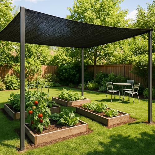 SUNNY GUARD 65-75% Sun Shade Cloth, 6.5 x 10 FT Black HDPE Mesh – Breathable Garden Shade Cover for Plants, Vegetables, Greenhouse, Patio, Chicken Coop & Dog Kennel - color: 70% SHADE-BLACK, size: 6.5 FT x 10 FT