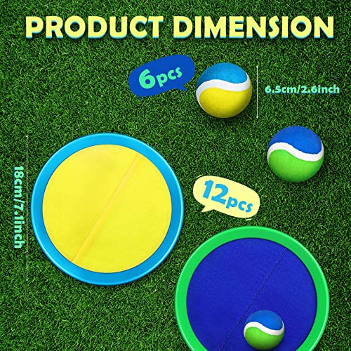 Charniol Kids Toys Toss and Catch Game Set Beach Game Outdoor Ball Sports Games Toss and Catch Ball Nylon Toys for Kids Adults (Blue Yellow,Blue Green,12 Paddles 6 Balls) - color: Blue Yellow,blue Green