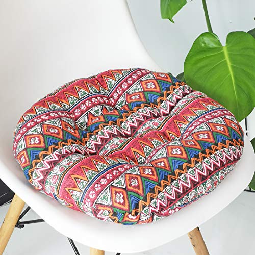 vctops Bohemian Soft Round Chair Pad Garden Patio Home Kitchen Office Seat Cushion Red Diameter 20" - color: Red, style: Diameter 20 Inch